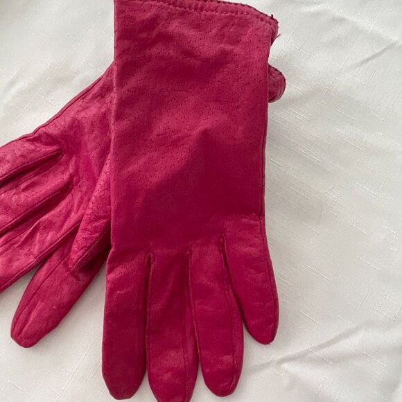 Genuine Leather Gloves Fuschia Size 7.5 - Picture 2 of 10